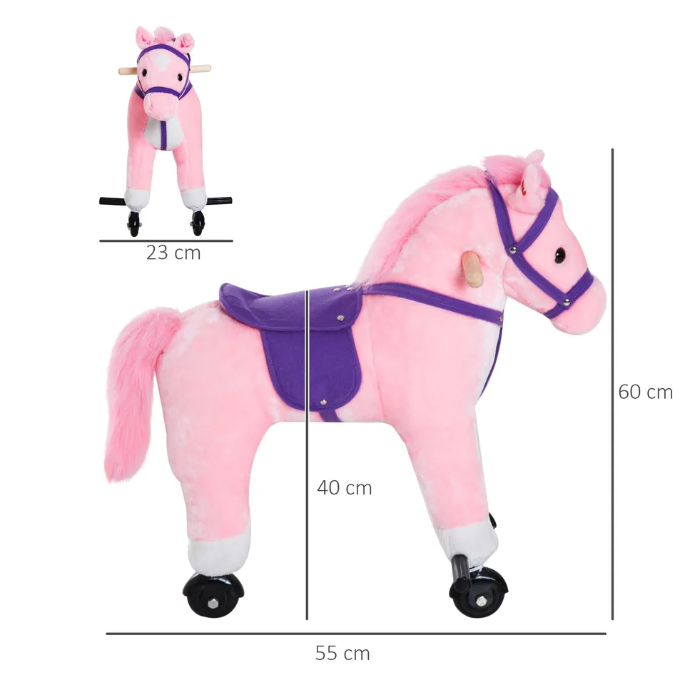 HOMCOM Cheval à Bascule Cheval De Cowboy Selle Grand Confort Pour Enfants De 36mois Peluche Courte Douce Bois Peuplier Charge 40 Kg Brun Blanc Marron 95144583