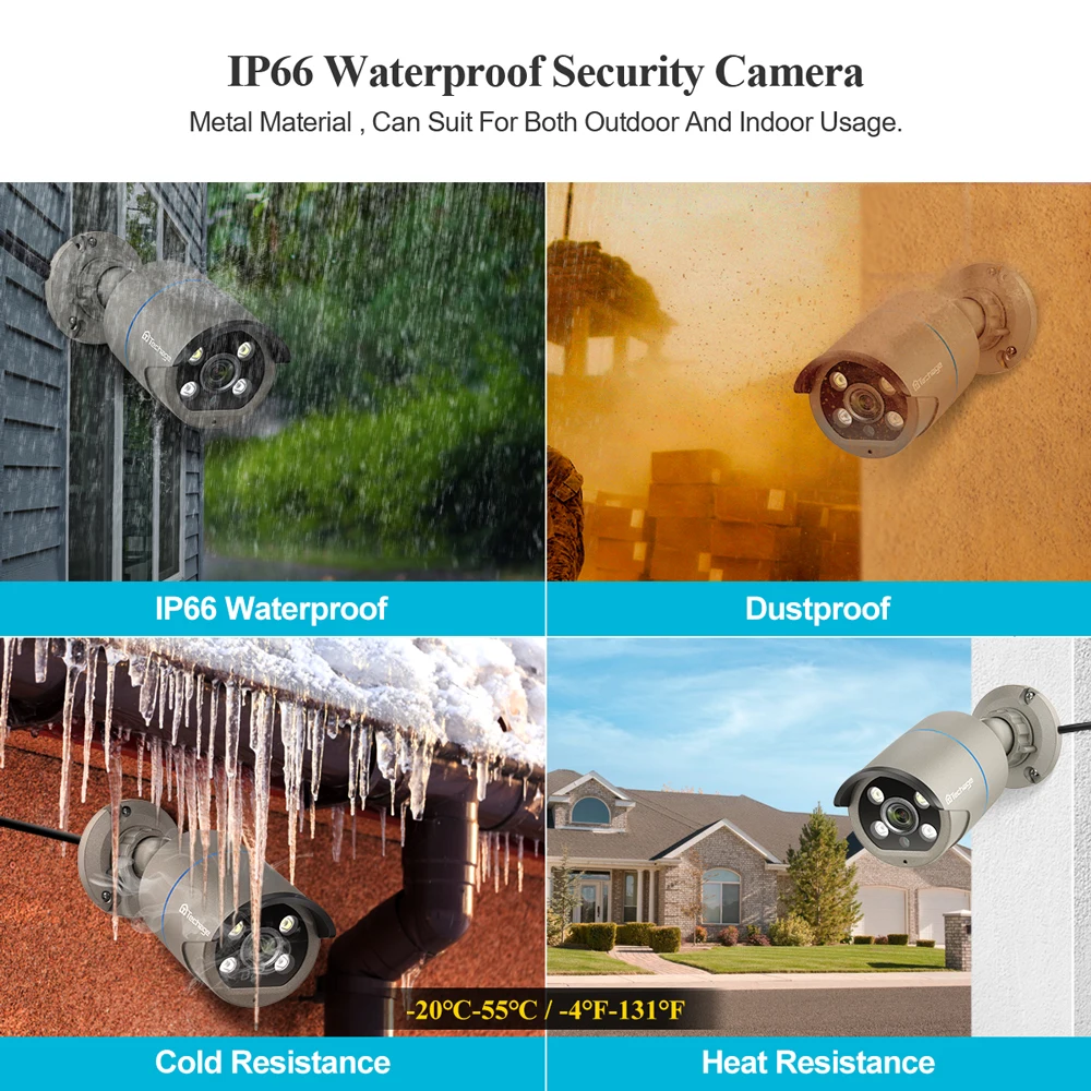 Imagem -06 - Techage-poe Câmera Inteligente ai Áudio Bidirecional Detecção de Rosto ao ar Livre Ip66 Vigilância de Vídeo Cctv à Prova d Água Segurança ip 4mp