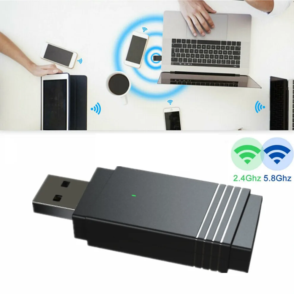 LccKaa-adaptador Wifi USB 3,0, dispositivo de banda Dual de 1200Mbps, 2,4 Ghz/5,8 Ghz, 2 en 1, Bluetooth 5,0, Dongle de antena para PC y portátiles