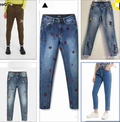 Foreign trade original single Spain desigual new fashion wash to do old stick diamond jeans