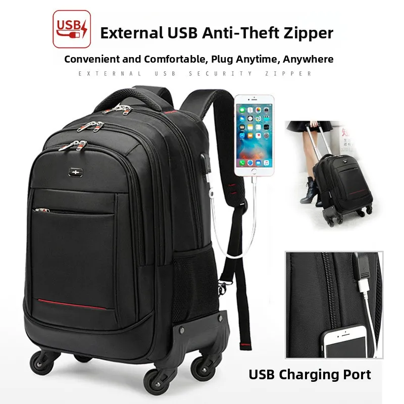 Large Capacity Business Travel Backpack with Pull Rod Convenient Shoulder Bag for Students And Business People