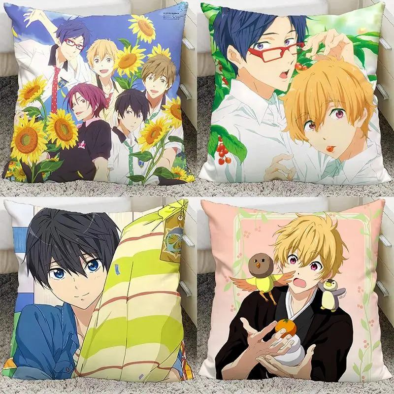 Anime Free! Nanase Haruka Pillow and Pillowcase Cushion Cover Case Double Sided Printing Decorative Pillows 40x40cm