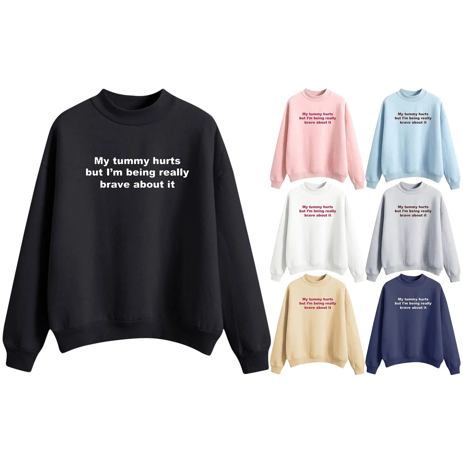 

My Tummy Hurts But I'm Being Really About It Hoodies Fall Sweatshirts Women Fleece Jacket Women Full Zip Casual Hoodies Women