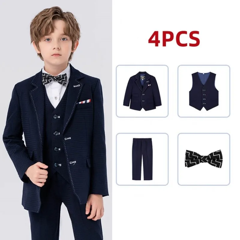 Children Boys Wedding Suit Kid Boy Elegant Formal Suit Outfit Set 2-14Y Teen Boy Slim Fit Suit Evening Party Performance Costume