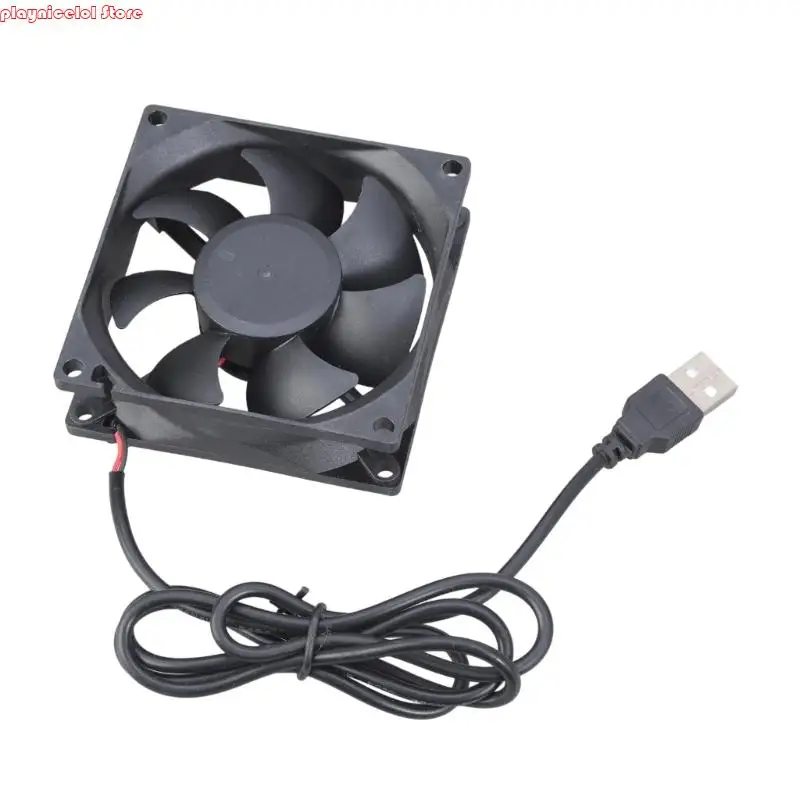 E8BA 80mm USB 5V 고 공기 흐름 냉각 팬 프린터 PC 케이스 전자식 조용한 팬