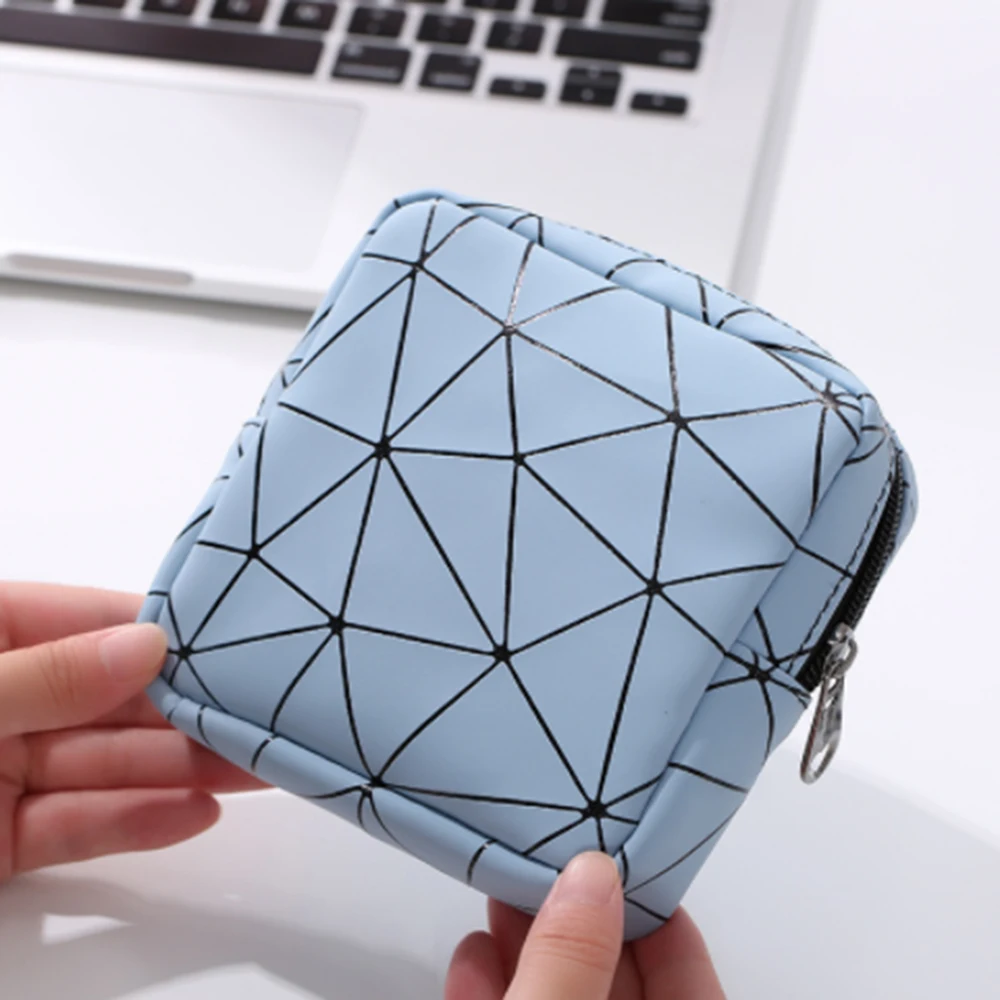 

Women Menstrual Rhombus Sanitary Napkin Organizer Pouch Cosmetic Portable Storage Bag Multi-functional PU Leather