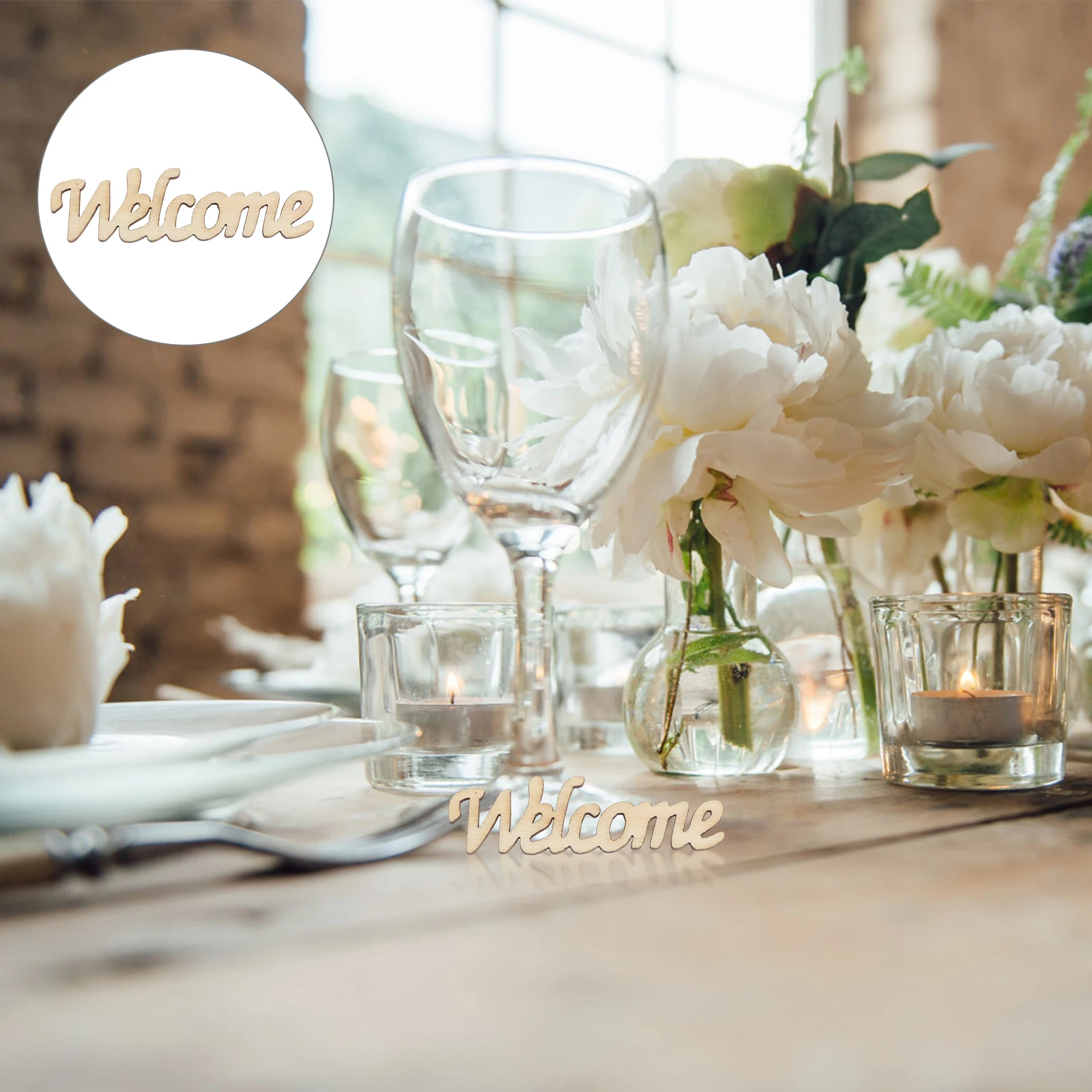 

15Pcs Wooden Welcome Decor Natural Eco Friendly Craft Hanging Wedding Party Home Decoration Wedding Wood Piece