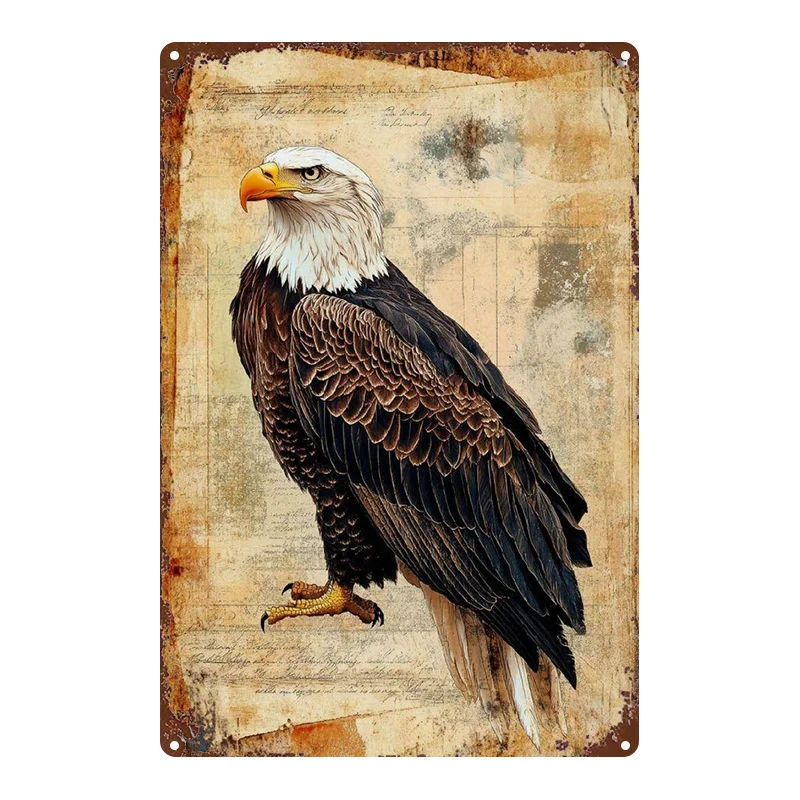 2D Flat - 2D Plane Retro Metal Wall Decor - 8X12 Inch Rustic Iron Sign, Perched on Branches, Classic Farmhouse Style, Suitable f