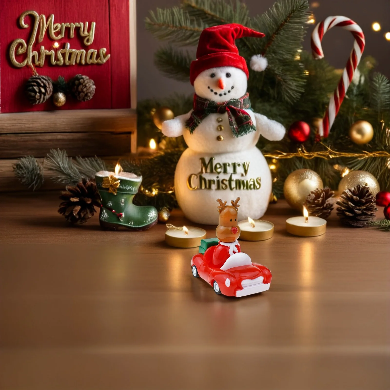 

6Pcs Mini Christmas Pull Back Cars Festive Santa Snowman Theme Friction Powered Race Cars No Batteries Needed for Kids Birthday