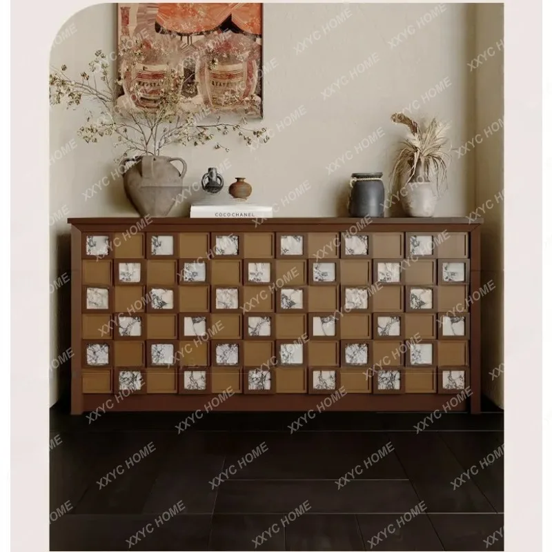 XXFactory Direct New Chinese-style retro chest cabinet Guofeng contrasting color living room large-capacity entrance cabinet