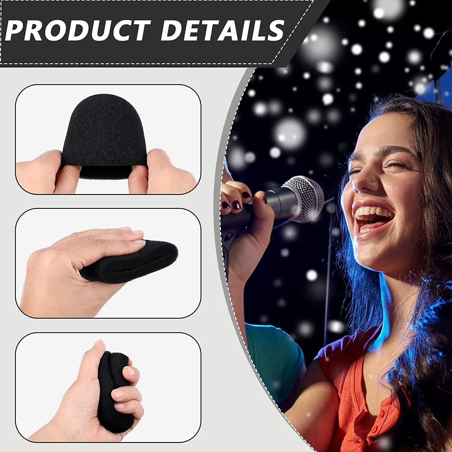 Handheld Microphone Protection Silicone Ring Anti Rolling Bottom Rod Sleeve Holder Microphone Covers Foam&L47R