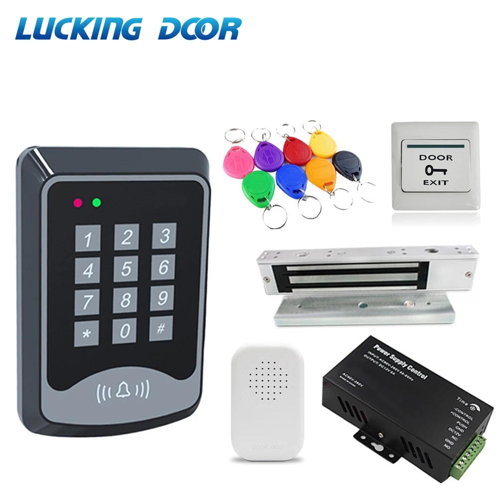 RFID Door Access Control System Kit with keys keyboard Power Supply  door lock electronic 180KG Smart Door Access Control System