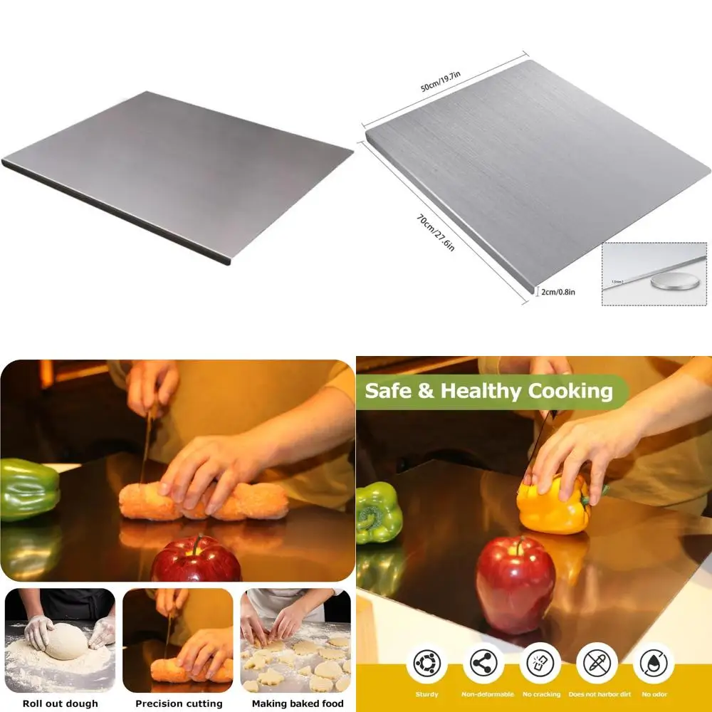 

Large Stainless Steel Kitchen Cutting Board - Heavy Duty Metal Chopping Board for Meat and Vegetables, Durable Extra Large Cutti