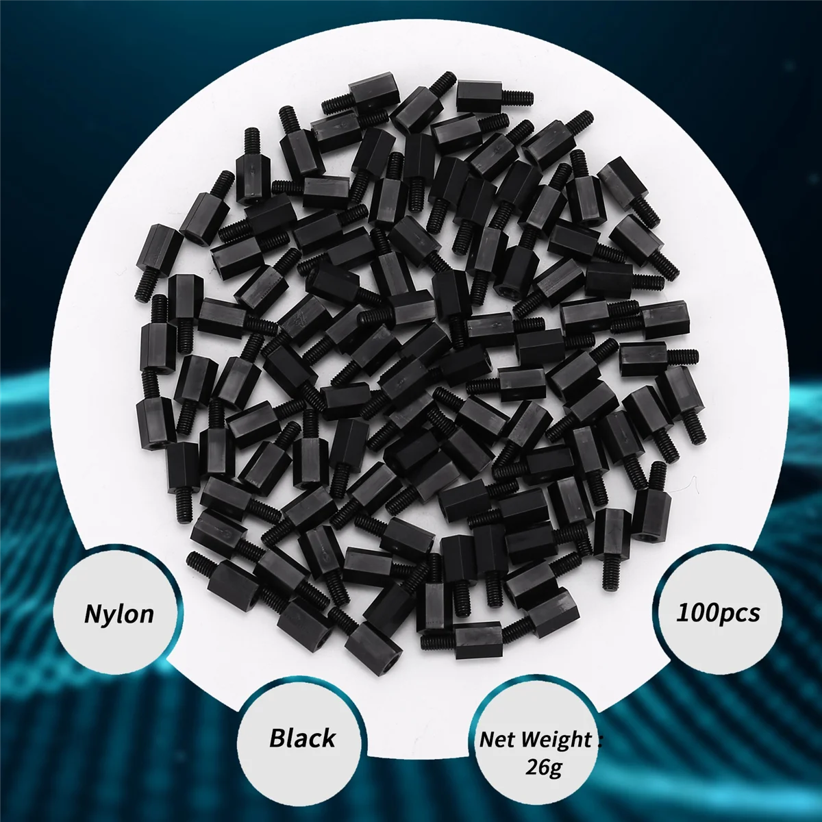 Pilastro distanziatore esagonale in nylon fisso da 100 pezzi con filettatura M3 8 mm + 6 mm PCB