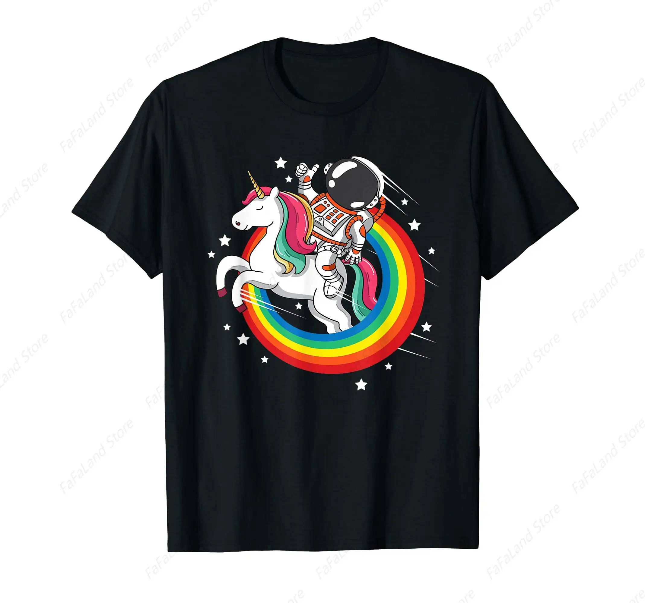 Astronaut Unicorn Space Galaxy Magical Rainbow T-Shirt for Men Women Cotton Summer Top Tee