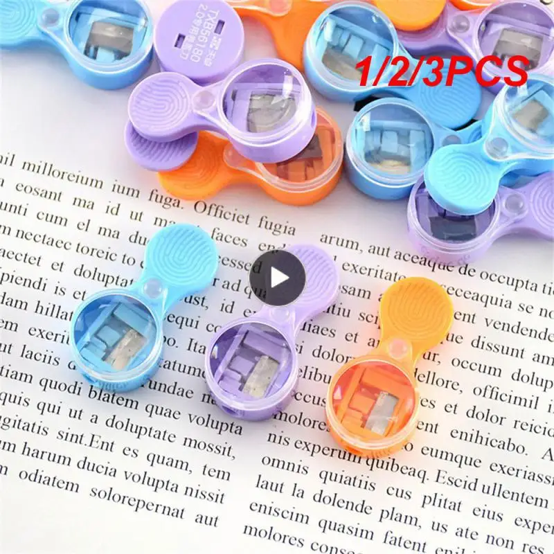 1/2/3PCS Candy Colored Pencil Sharpener Closed Lid Design Not Dirty Hands Double Hole Pencil Sharpener 2.0 Double Holes