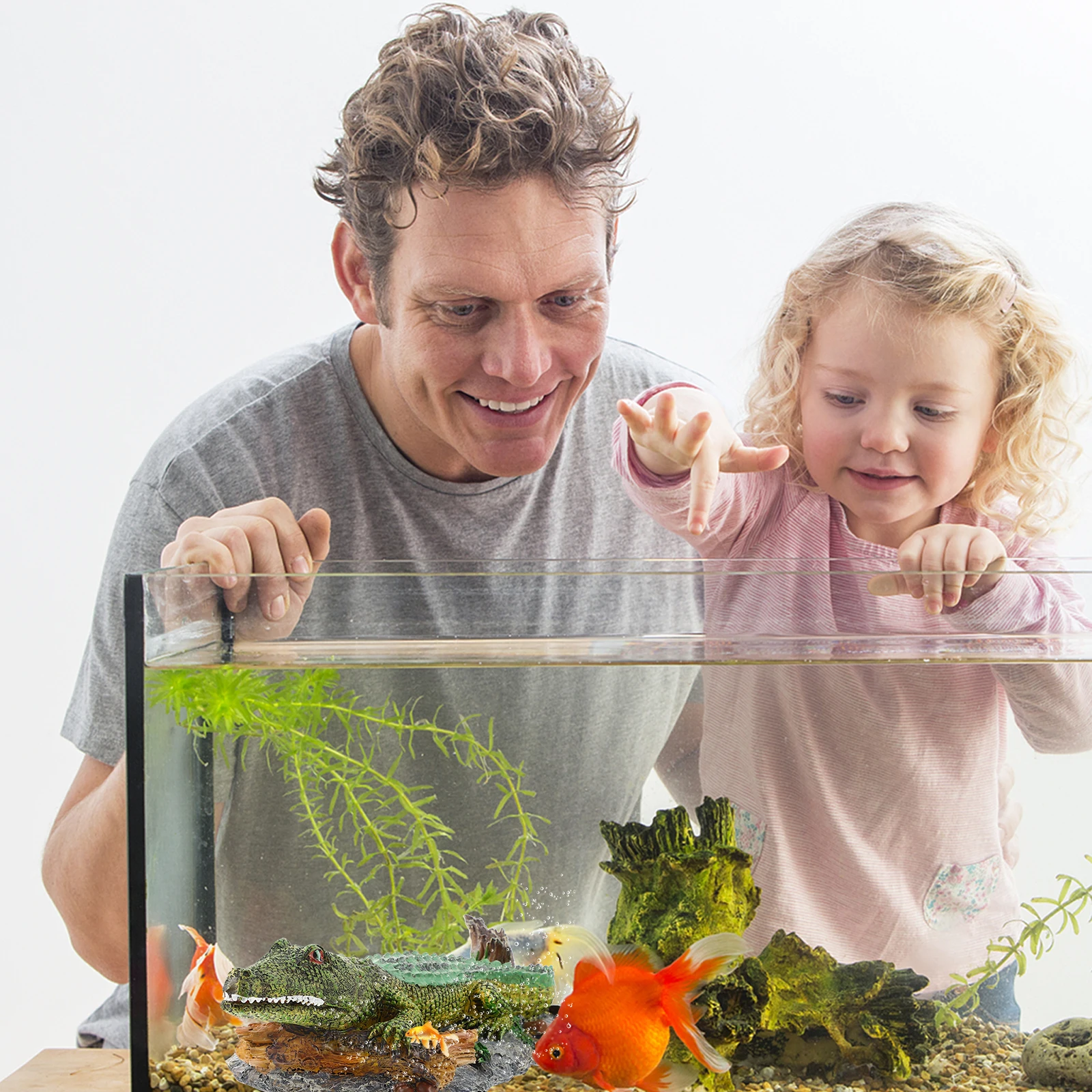 

Lifelike Crocodile Statue Decor Resin Aquarium Ornament Simulation Craft Creative Fish Tank Landscaping Adornment Durable