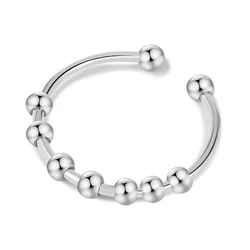 Ladies Anxiety Ring Rattles Stainless Steel Decompression Ring Bead Ring Adjustable Opening and Stackable Ring
