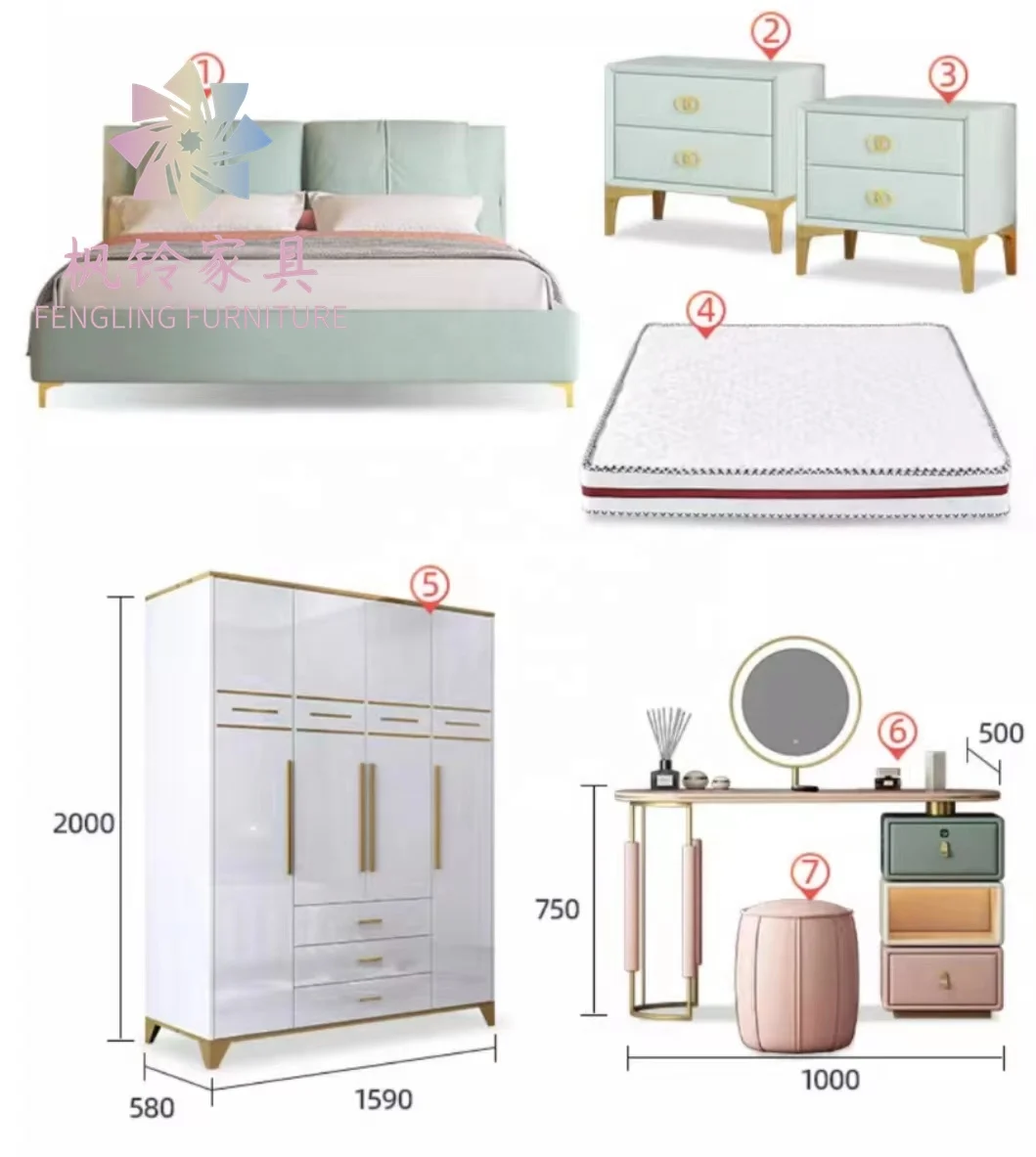 Modern Design Hot Selling Factory Price King Queen Size Hotel Home Use Luxury Bedroom Furniture Set BRS001