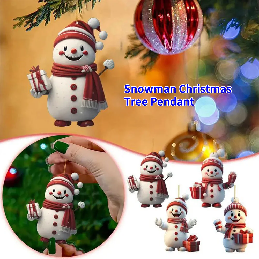 Christmas Decoration Pendant Acrylic Cartoon Christmas Snowman Home Garden Christmas Tree Hanging Pendant for Car Party