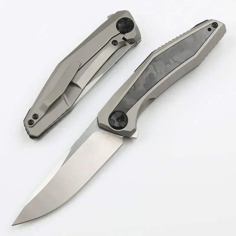 0470 Pocket Folding Knife 20CV Blade Ceramic Bearing Titanium+Carbon Fiber Handle Hunting Camping Survival Tool Knives