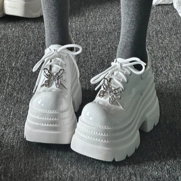 

10cm Ultra-high Women's Platform Small Leather Shoes High Quality Thick Sole Leisure Leather Short Boots Design Punk Women Shoes