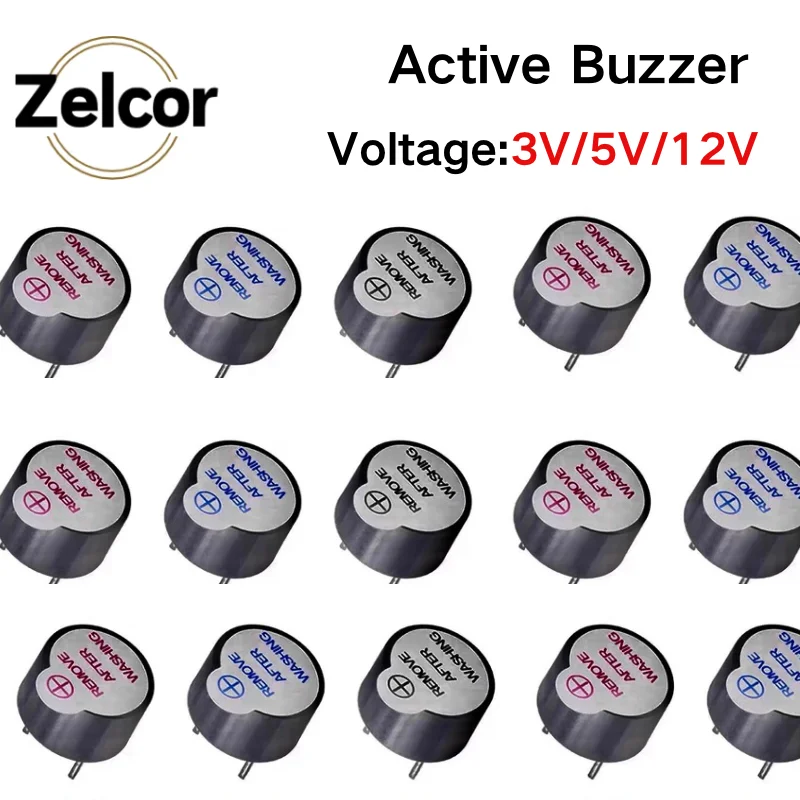 10PCS Active Buzzer 5V 3V 12V Passive Buzzer Active Buzzer 3V 5V 12V Magnetic Long Continous Beep Tone 12*9.5mm