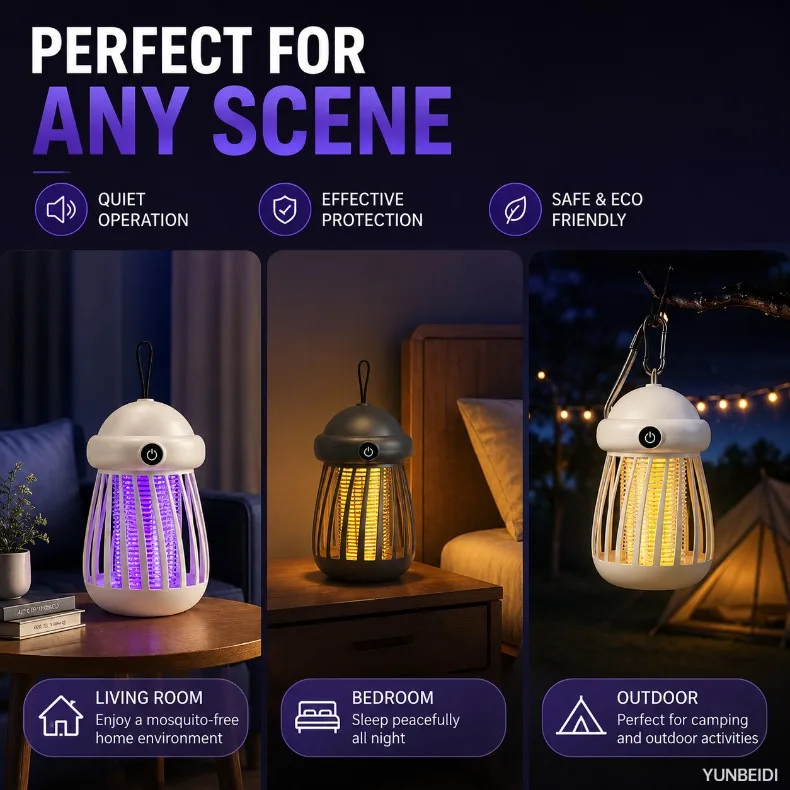 Mückenkiller 2-in-1 UV-Lampe Mückenfänger Nachtlicht USB Wiederaufladbarer Elektrischer Insektenfänger Outdoor-Mückenkiller – Detail 5
