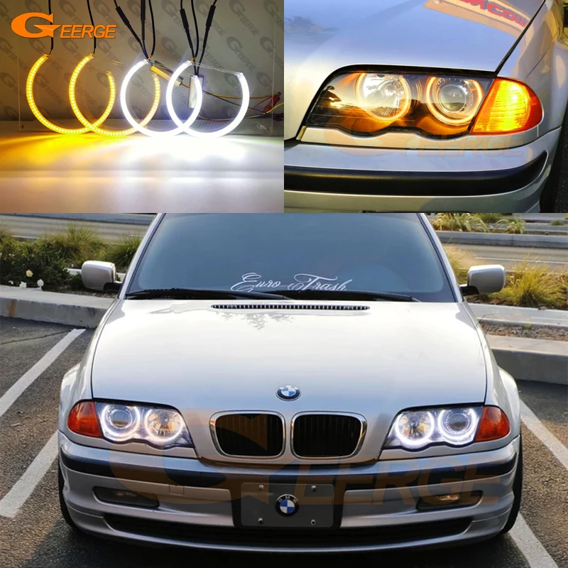 

For BMW E46 Coupe Convertible 1999 2000 2001 2002 2003 Ultra Bright Day Light Turn Signal SMD LED Angel Eyes Kit Halo Rings