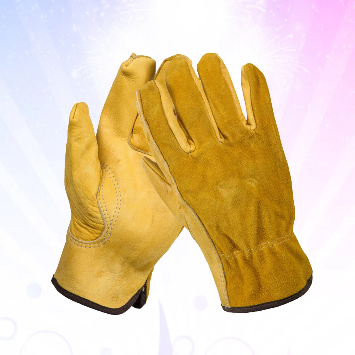

1Pair Wear-Resisting Protective Yellow L Cow Gloves Durable for Garden Welding Industrial Labour Electrowelding Gloves