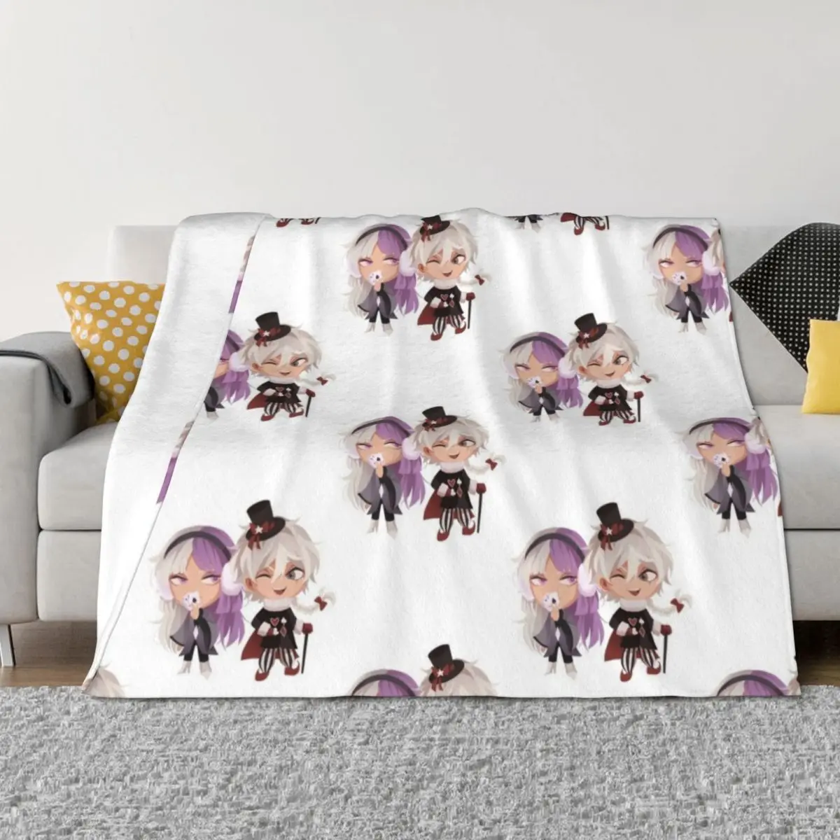 

Winter Chibi Nikolai and Sigma Throw Blanket Heavy Fashion Sofas Beautifuls Summer Beddings Blankets
