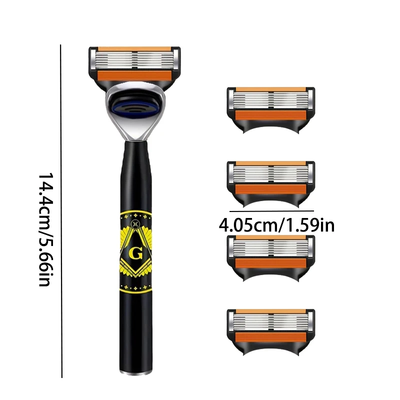 ​ ​ ماكينة حلاقة آمنة فاخرة مكونة من 6 شفرات - ماكينة حلاقة منزلقة ناعمة، مقبض معدني عالي الجودة، استبدال سهل الشفرات، مثالية للحلاقة الرطبة