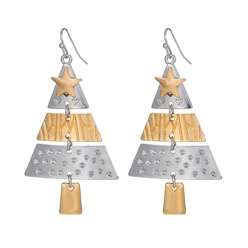 Trendy Two Tone Color Star Tree Dangle Earrings For Women Party Jewelry Accessories Gifts