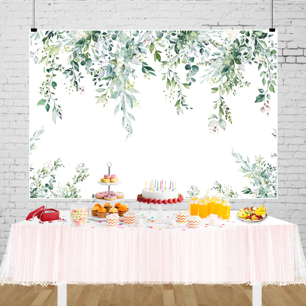 Spring Green Eucalyptus Leaves Branches Greenery Backdrop Photography Outdoor Decor Wedding Birthday Baby Portrait Background