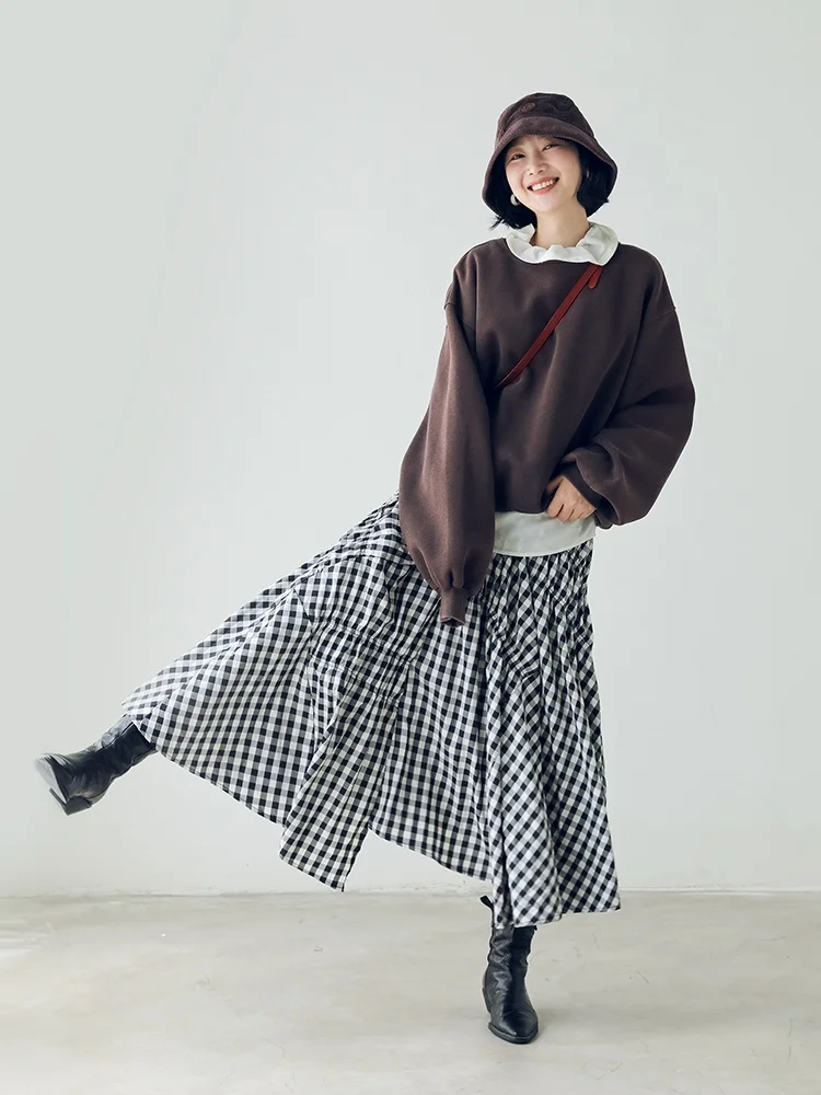 

High Waist Asymmetrical Skirt Women's Design Sensation Slimming Autumn New Sle Cotton Blend Gauze Viscose Commute Friendly