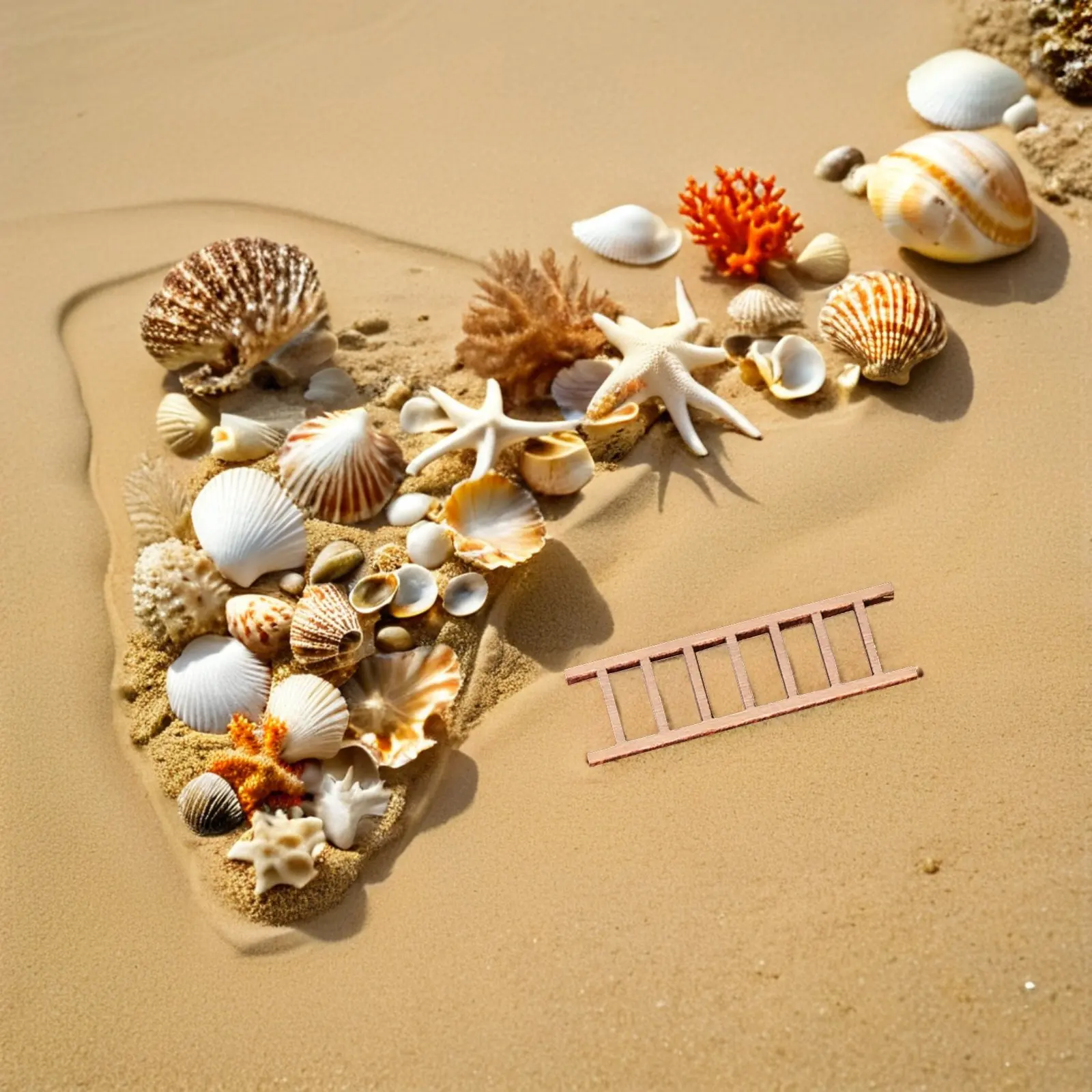 8Pcs Miniature Wood Ladder Micro Landscape Decorative Ladder for Mini House Sand Garden Diorama Craft Display Mini Furniture