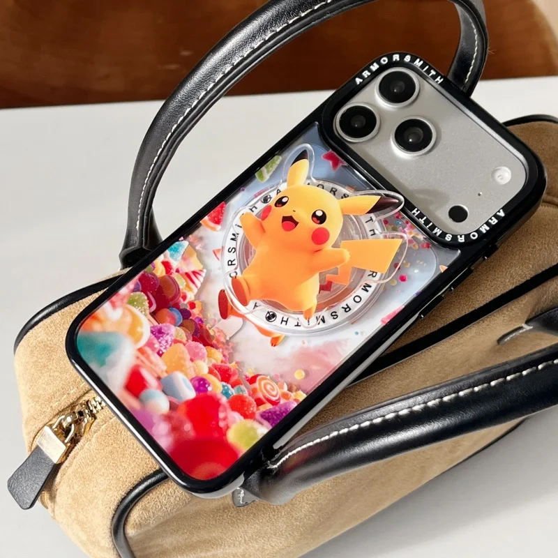 เคสชาร์จไร้สาย Magsafe ลายการ์ตูนโปเกมอนน่ารัก สำหรับ iPhone 11 12 13 14 15 16 17 Pro Max Plus พร้อมที่ยึดแม่เหล็ก