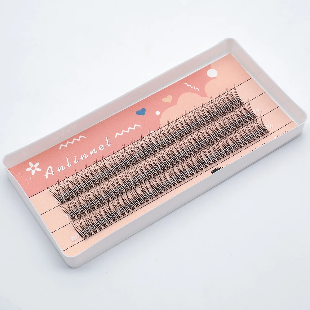 120 Clusters Fishtail Eyelashes High Quality Cluster Lashes Natural Slender Cross Thick Fish Tail Individual Eyelash Extension