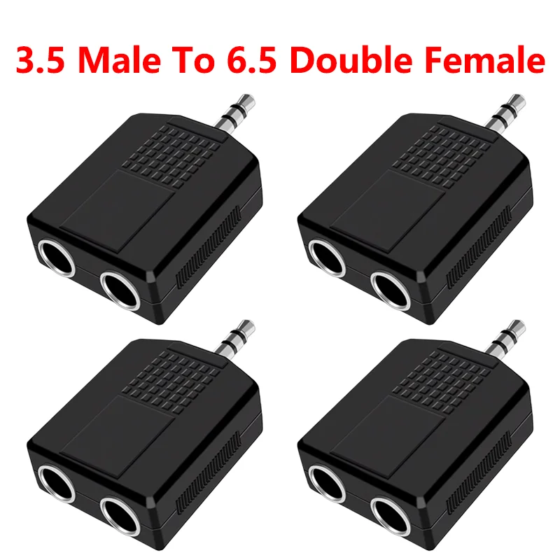 5/20PCS 2 in 1 Audio Adapterjack 3.5mm Male to 2x6.35mm Female Adapters One to Two Female Y Splitter  Microphone Plug