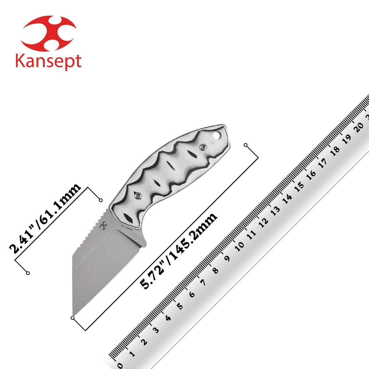 

Нож Kansept Fixed Blade G016 Siafu с лезвием D2 2,41 дюйма и рукоятью из микарты/G10, с двусторонними ножнами, для кемпинга и активного отдыха, полезный инструмент.