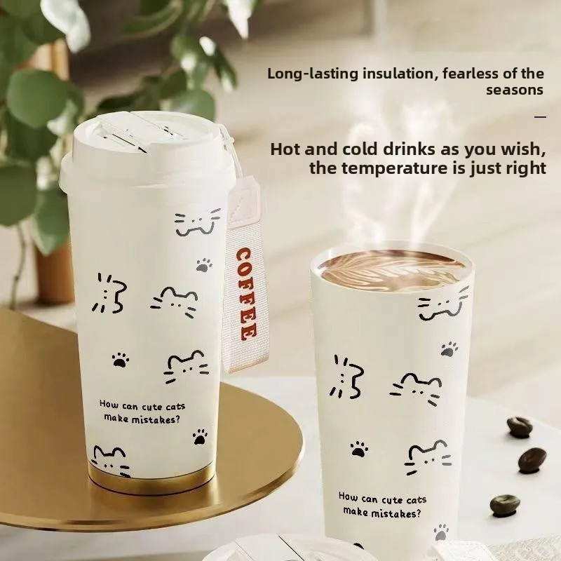 

Милый дизайн, большая емкость, изолированная кофейная чашка, портативный спортивный автомобиль, бутылка для воды, мужские и женские студенческие чашки, двойная крышка