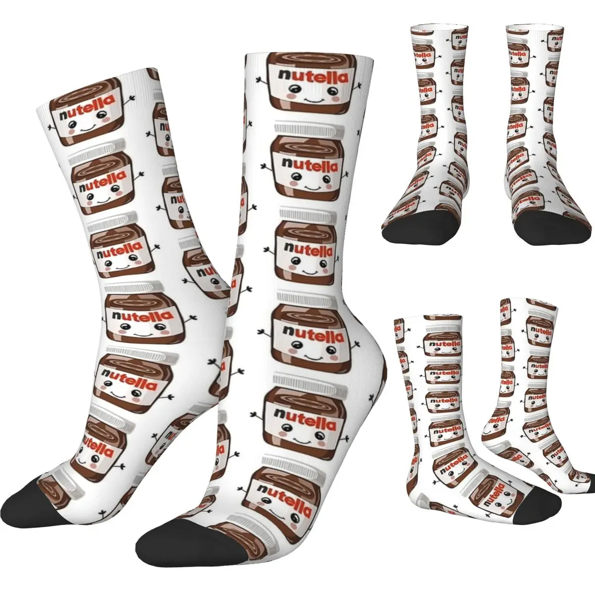 Nutella Cutie Socks Chocolate Hazelnut Sauce Casual Stockings Women Men Soft Breathable Sports Socks Autumn Anti-Slip Socks