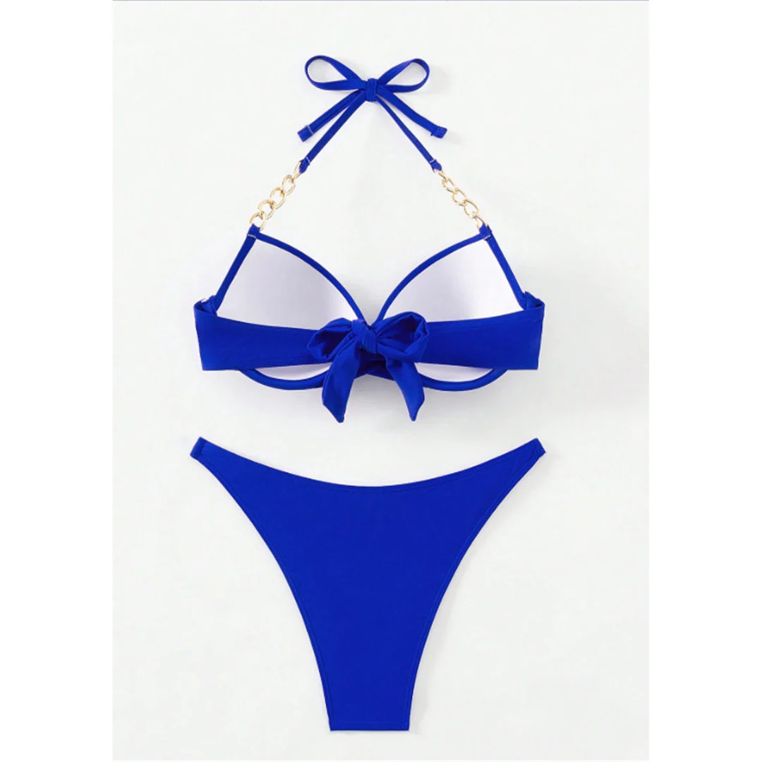 XS - L Neckholder-Bikini Push-Up-Badeanzug Damen-Bademode Zweiteiliges Bikini-Set mit BH-Cup Badeanzug Badebekleidung V6748 – Detail 9