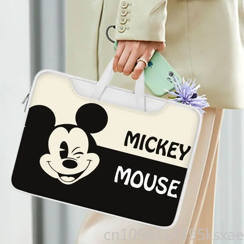 

Disney Cute Mickey Mouse Laptop Bag Kawaii PU Leather Handbag for Woman Girl Student Luxury Designer Purse Waterproof