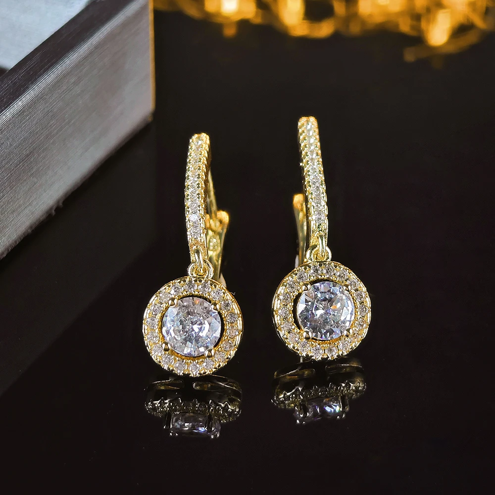 2024 New Arrival Trendy Halo Rose Gold Silver Color Korean Earrings Fashion Jewelry for Women Free Items Gift E5608