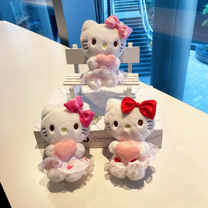 Lindo Sanrio Hello Kitty llavero de juguete de peluche pareja mochila colgante llavero de coche mejor amiga niña cumpleaños regalos de navidad