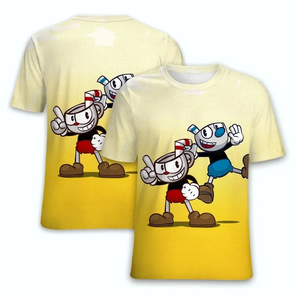 2024 Cuphead Mugman Video Game Graphic T Shirts Harajuku Fashion 3D Printed T Shirt For Kids Clothes Casual Boy Tee Tops Coolboy