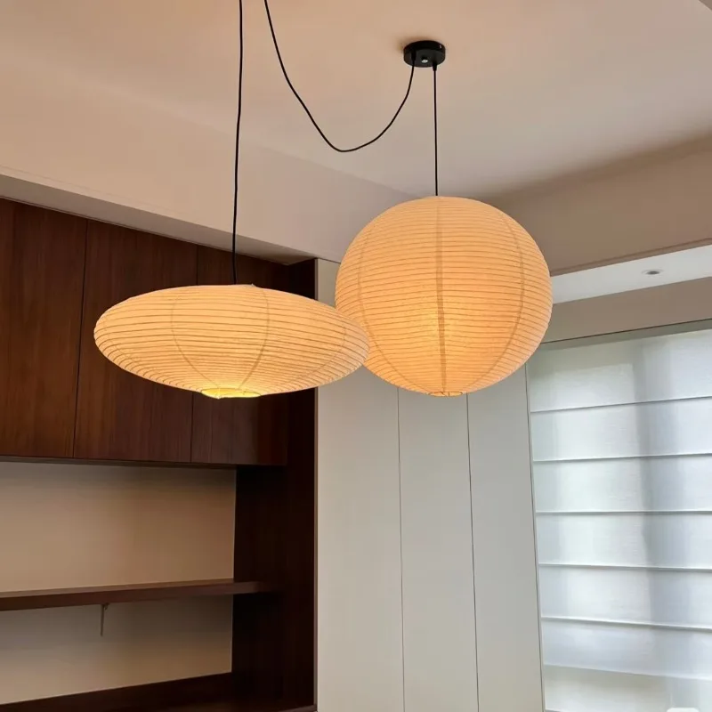 Japanese Wabi Sabi Rice Paper Chandelier Minimalist Living Dining Room Bar Bedroom Pendant Lights Hotel Home Decor Hanging Lamps