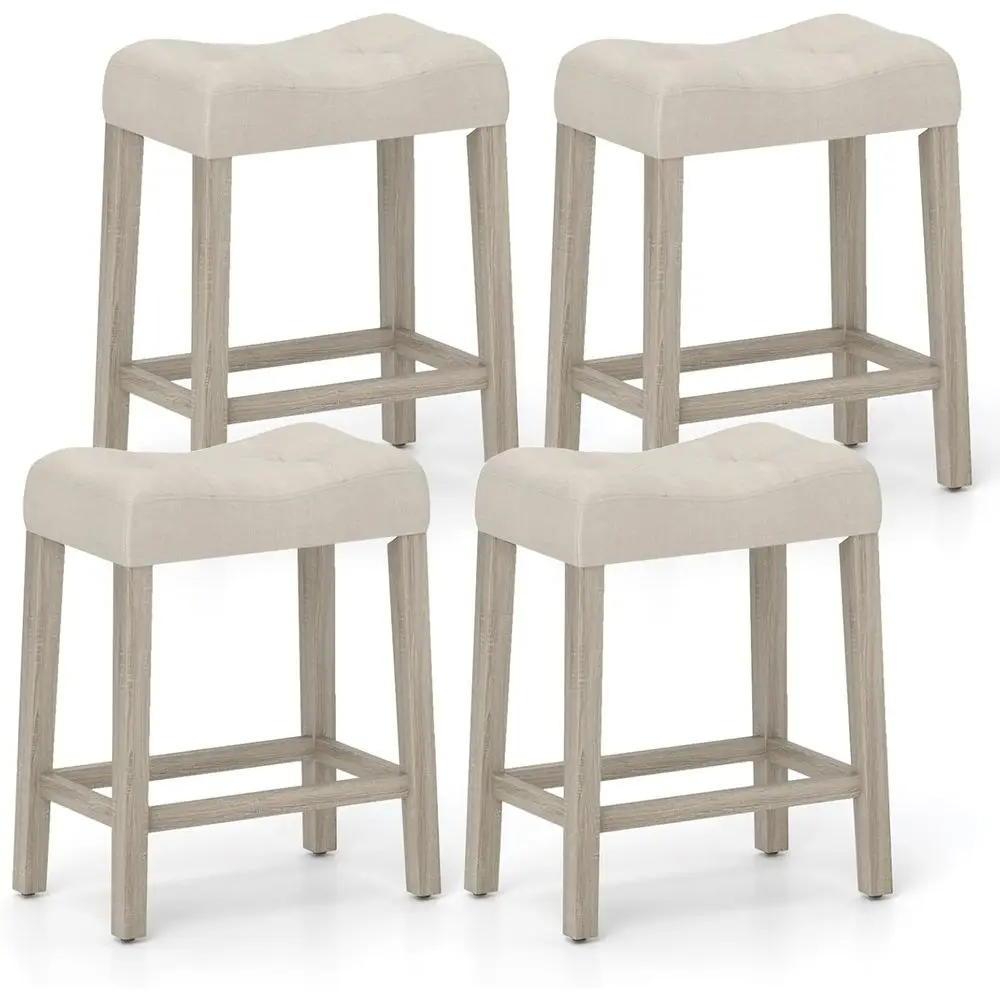 

Набор из 4 деревянных стульев, барные стулья с высокой спинкой (24 дюйма), на ножках из массива каучукового дерева, с мягким сиденьем, обеденные стулья