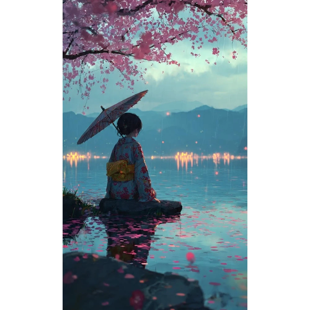 

500/1000/1200/2000 PCS Jigsaw Puzzles Woman Kimono Lake Scenery Family Activity Games for Gameroom Bedroom Home Decor Gift